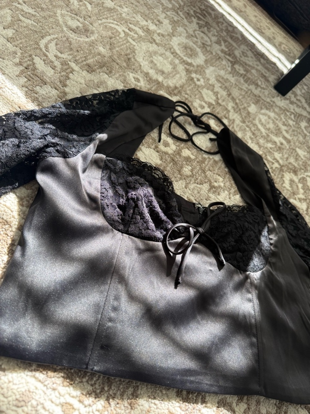 Princess Polly Black Satin Lace Halter Camisole - Markwell Top